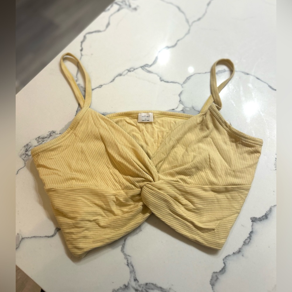 Aritzia Wilfred Yellow Twisted Crop-top Size XL